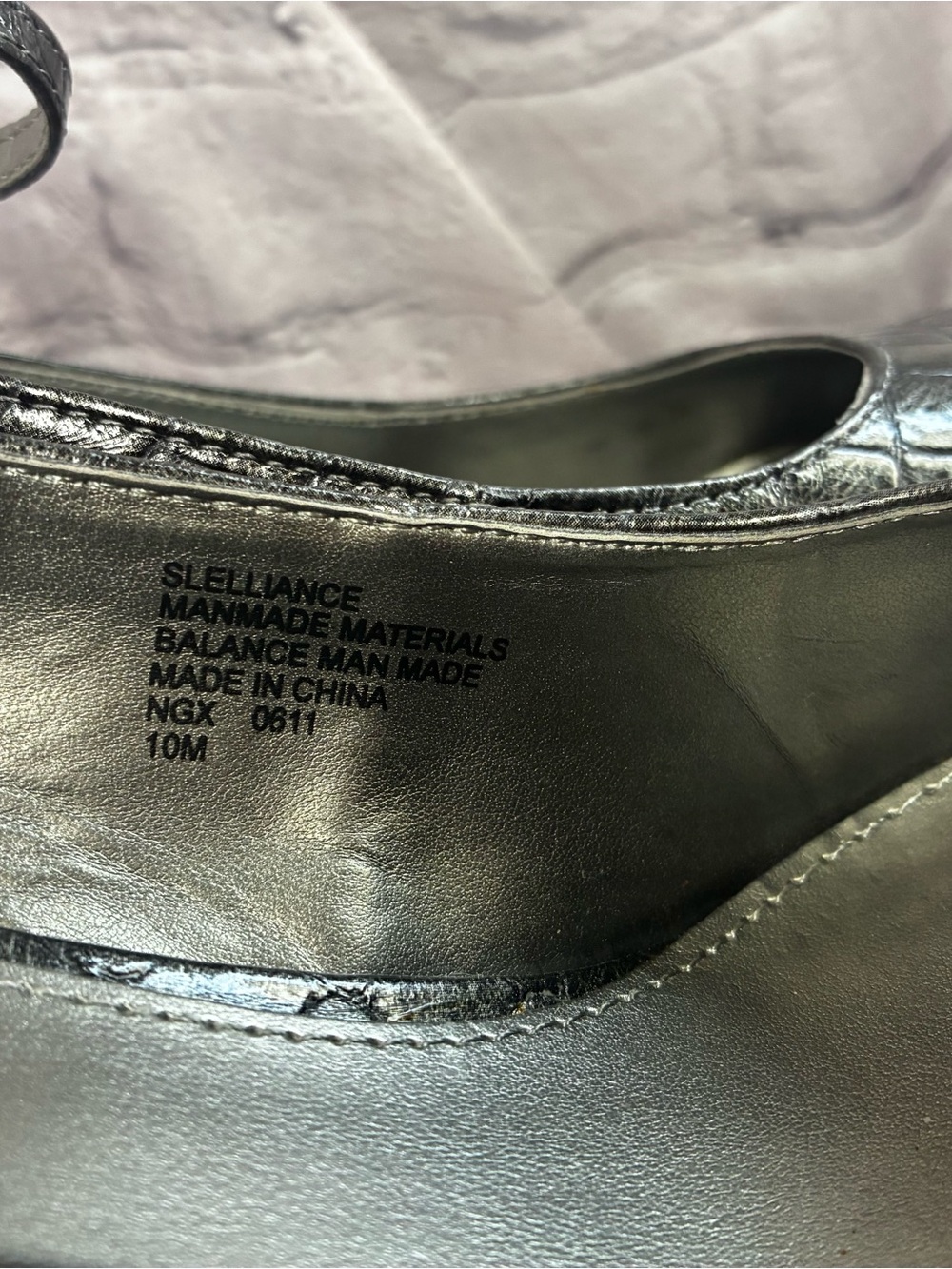 Cybercorp Goth Metal Career Office Siren Pewter Croc Embossed Mary Jane Pumps 10 - Picture 11 of 11